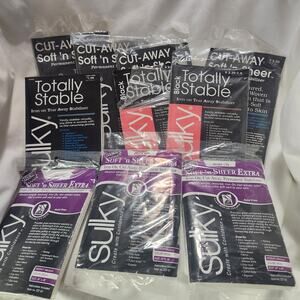 10 Packs Sulky Stabilizer Black White Iron On Tear Away One Partial B35